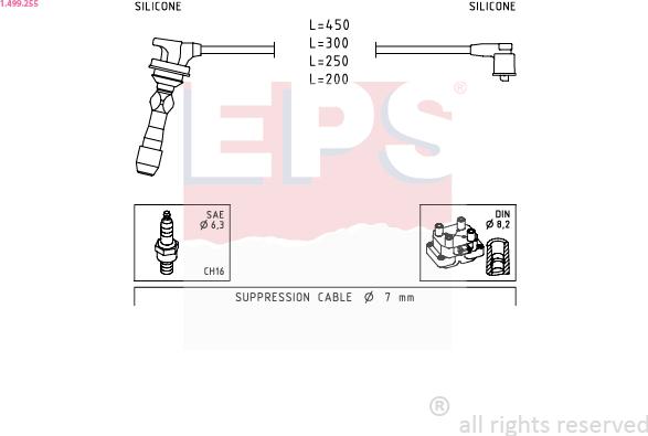 EPS 1.499.255 - Augstsprieguma vadu komplekts www.autospares.lv