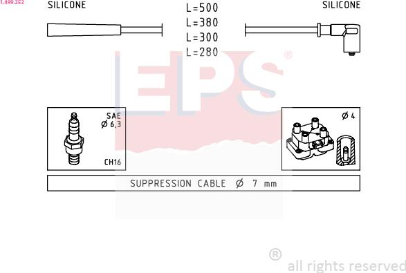 EPS 1.499.252 - Augstsprieguma vadu komplekts www.autospares.lv