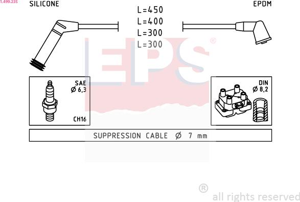 EPS 1.499.235 - Augstsprieguma vadu komplekts www.autospares.lv