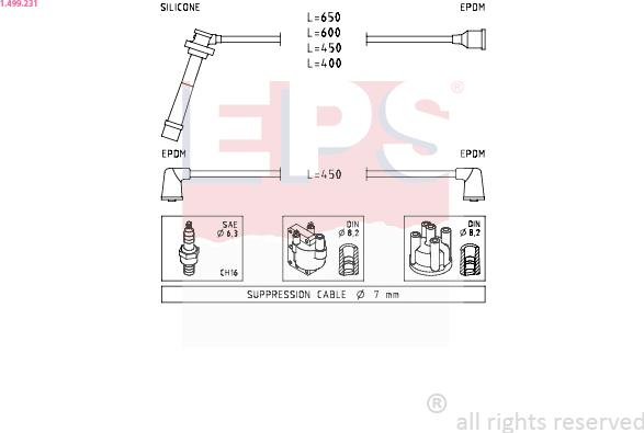 EPS 1.499.231 - Augstsprieguma vadu komplekts www.autospares.lv