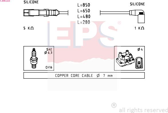 EPS 1.499.223 - Augstsprieguma vadu komplekts www.autospares.lv