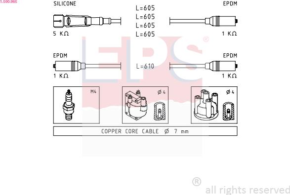 EPS 1.500.965 - Augstsprieguma vadu komplekts www.autospares.lv