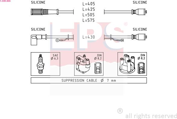 EPS 1.500.466 - Augstsprieguma vadu komplekts www.autospares.lv