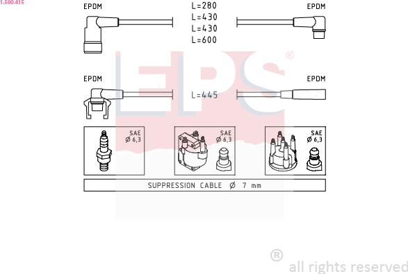 EPS 1.500.415 - Augstsprieguma vadu komplekts www.autospares.lv