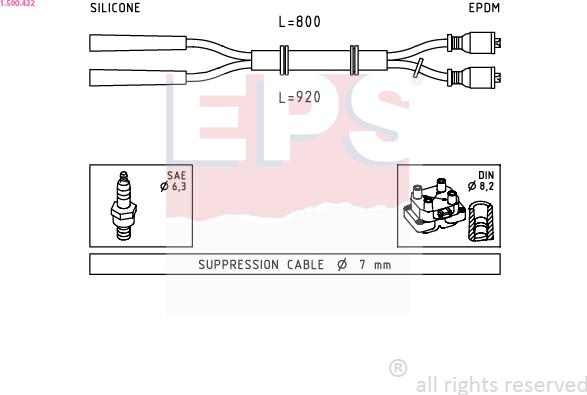 EPS 1.500.432 - Augstsprieguma vadu komplekts www.autospares.lv