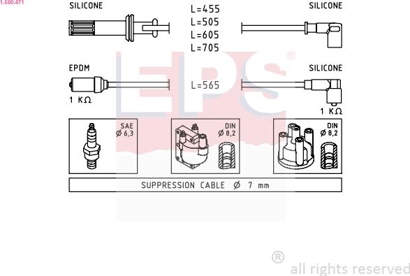 EPS 1.500.471 - Augstsprieguma vadu komplekts www.autospares.lv