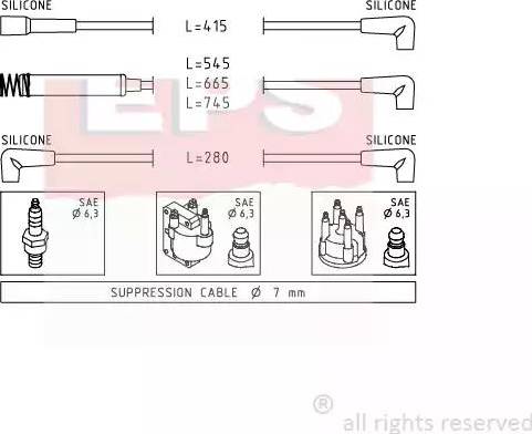 EPS 1.500.513 - Augstsprieguma vadu komplekts www.autospares.lv