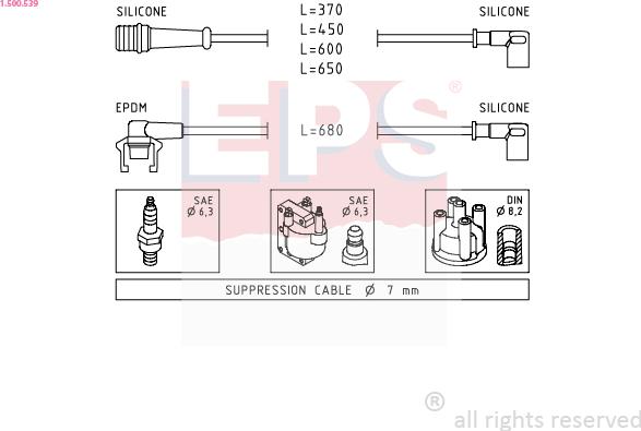 EPS 1.500.539 - Augstsprieguma vadu komplekts www.autospares.lv