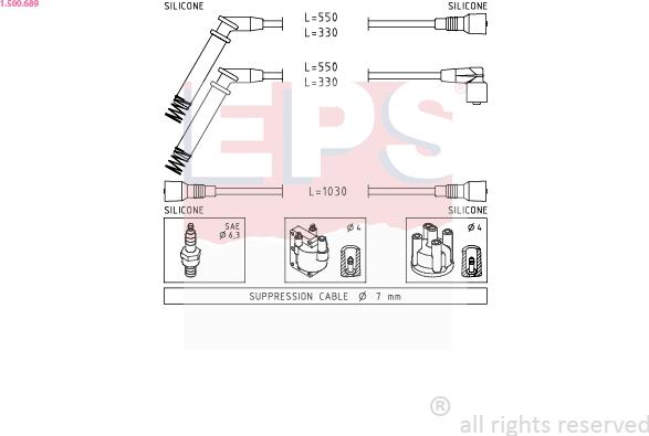 EPS 1.500.689 - Augstsprieguma vadu komplekts www.autospares.lv