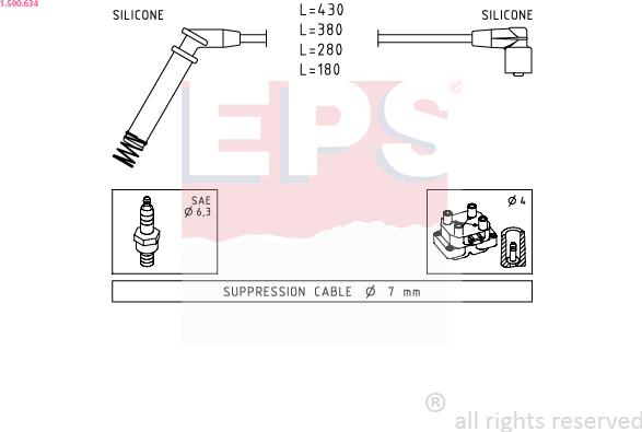 EPS 1.500.634 - Augstsprieguma vadu komplekts www.autospares.lv