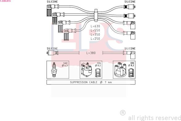 EPS 1.500.815 - Augstsprieguma vadu komplekts www.autospares.lv