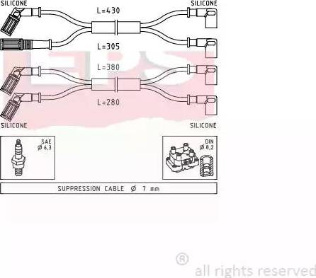 EPS 1.500.889 - Augstsprieguma vadu komplekts www.autospares.lv