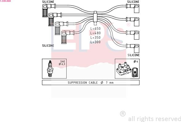 EPS 1.500.888 - Augstsprieguma vadu komplekts www.autospares.lv