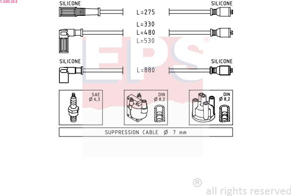 EPS 1.500.354 - Augstsprieguma vadu komplekts www.autospares.lv