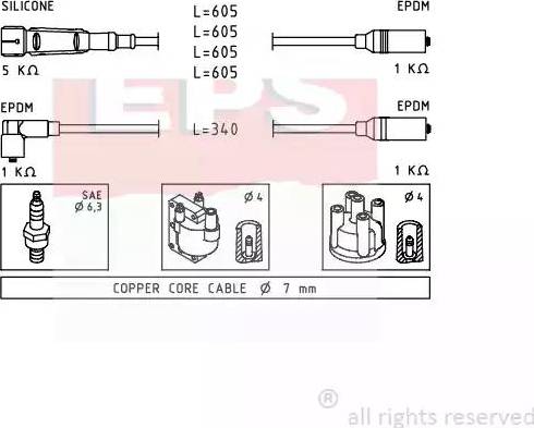 EPS 1.500.768 - Augstsprieguma vadu komplekts www.autospares.lv