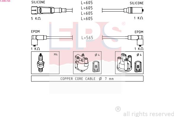 EPS 1.500.725 - Augstsprieguma vadu komplekts www.autospares.lv