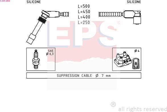 EPS 1.501.904 - Augstsprieguma vadu komplekts www.autospares.lv