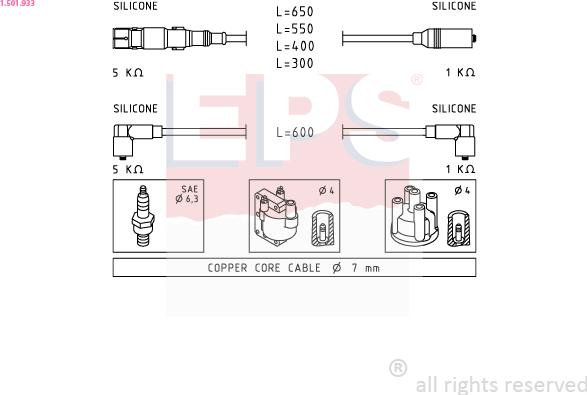 EPS 1.501.933 - Augstsprieguma vadu komplekts www.autospares.lv