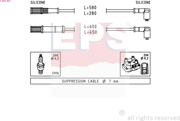 EPS 1.501.451 - Augstsprieguma vadu komplekts www.autospares.lv