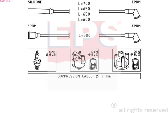 EPS 1.501.415 - Augstsprieguma vadu komplekts www.autospares.lv