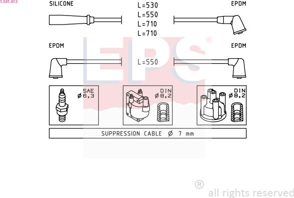 EPS 1.501.413 - Augstsprieguma vadu komplekts www.autospares.lv