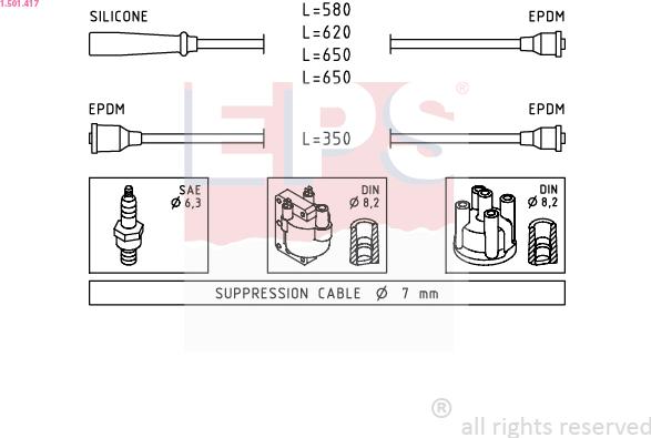 EPS 1.501.417 - Augstsprieguma vadu komplekts www.autospares.lv