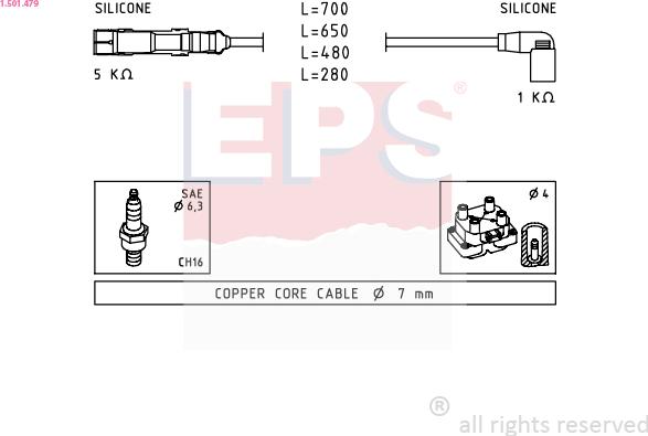 EPS 1.501.479 - Augstsprieguma vadu komplekts www.autospares.lv