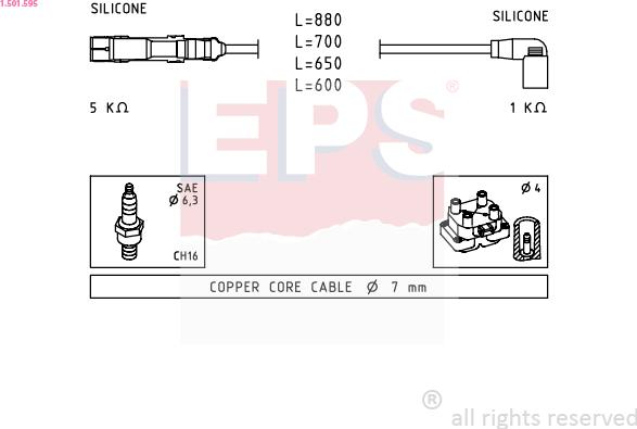 EPS 1.501.595 - Augstsprieguma vadu komplekts www.autospares.lv