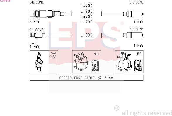 EPS 1.501.551 - Augstsprieguma vadu komplekts www.autospares.lv