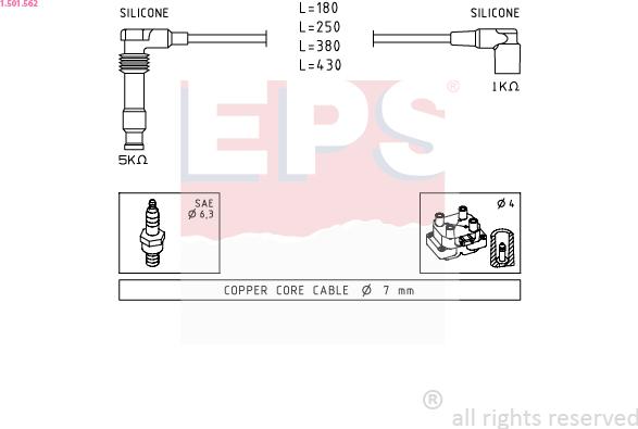 EPS 1.501.562 - Augstsprieguma vadu komplekts www.autospares.lv