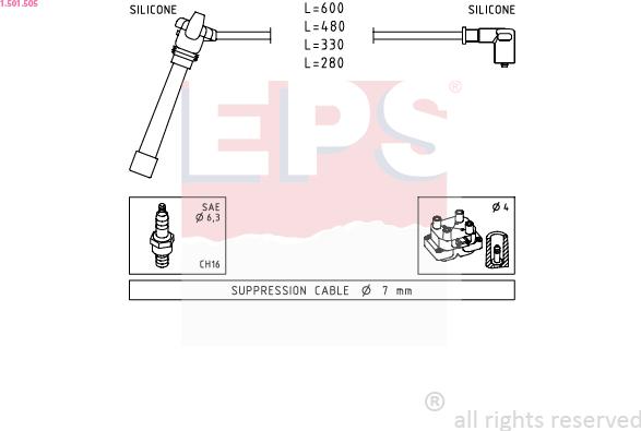 EPS 1.501.505 - Augstsprieguma vadu komplekts www.autospares.lv