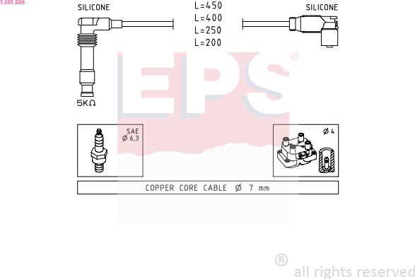 EPS 1.501.506 - Augstsprieguma vadu komplekts www.autospares.lv