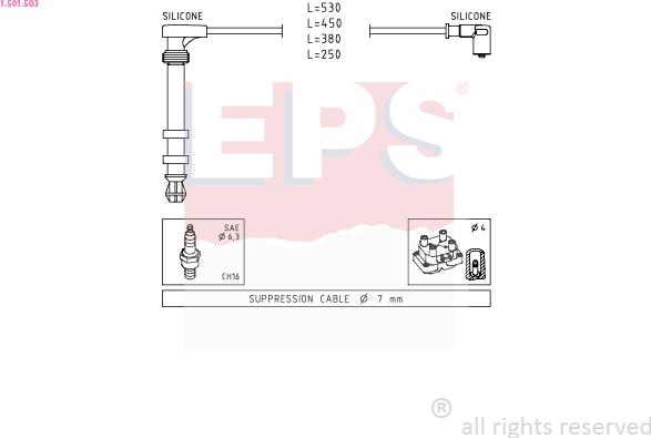 EPS 1.501.503 - Augstsprieguma vadu komplekts www.autospares.lv