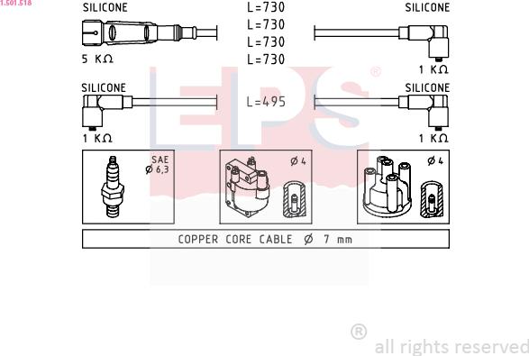 EPS 1.501.518 - Augstsprieguma vadu komplekts www.autospares.lv