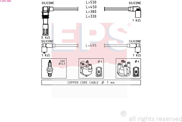 EPS 1.501.580 - Augstsprieguma vadu komplekts www.autospares.lv