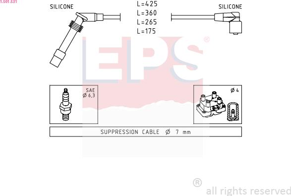 EPS 1.501.531 - Augstsprieguma vadu komplekts www.autospares.lv