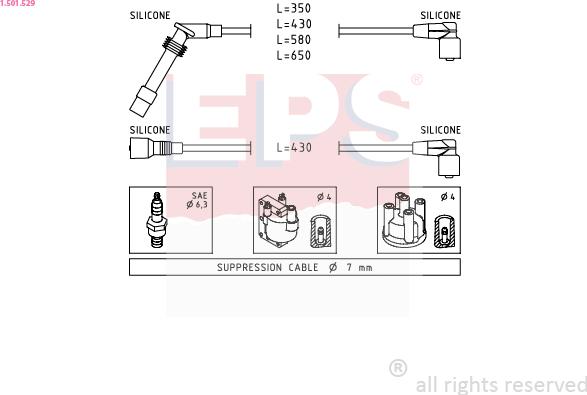 EPS 1.501.529 - Augstsprieguma vadu komplekts www.autospares.lv