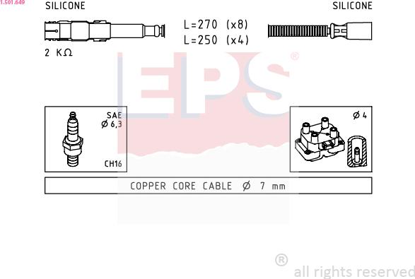 EPS 1.501.649 - Augstsprieguma vadu komplekts www.autospares.lv