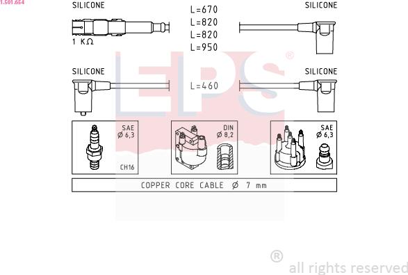 EPS 1.501.654 - Augstsprieguma vadu komplekts www.autospares.lv