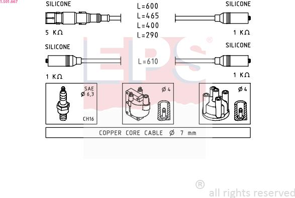 EPS 1.501.667 - Augstsprieguma vadu komplekts www.autospares.lv