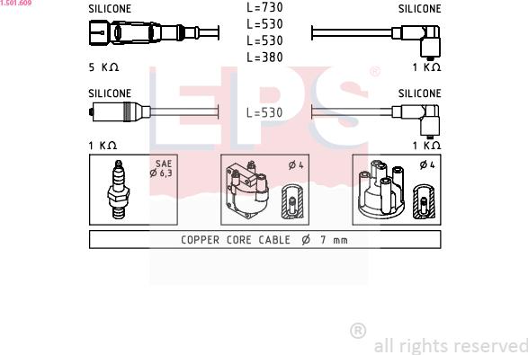 EPS 1.501.609 - Augstsprieguma vadu komplekts www.autospares.lv