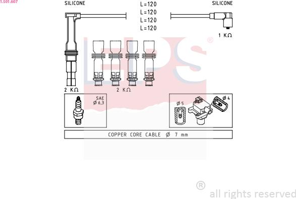 EPS 1.501.607 - Augstsprieguma vadu komplekts www.autospares.lv