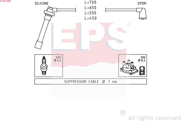 EPS 1.501.686 - Augstsprieguma vadu komplekts www.autospares.lv