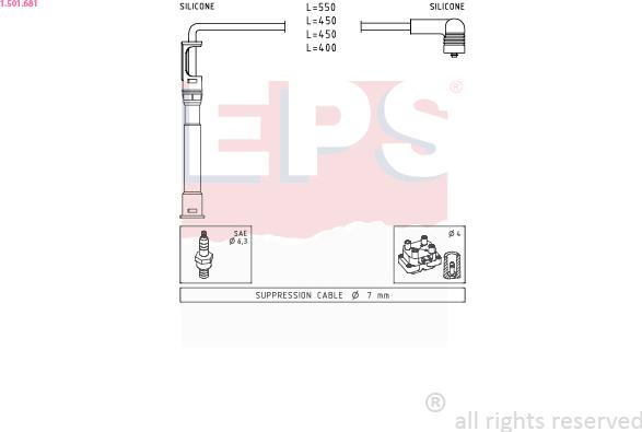 EPS 1.501.681 - Augstsprieguma vadu komplekts www.autospares.lv