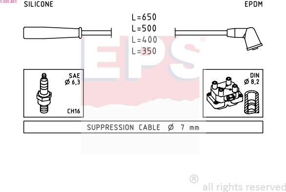 EPS 1.501.851 - Augstsprieguma vadu komplekts www.autospares.lv