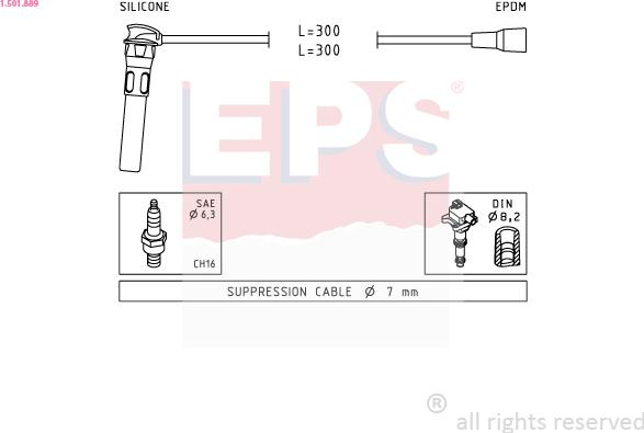 EPS 1.501.889 - Augstsprieguma vadu komplekts www.autospares.lv