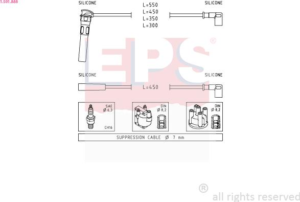 EPS 1.501.888 - Augstsprieguma vadu komplekts www.autospares.lv