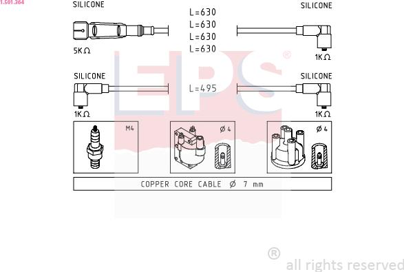 EPS 1.501.364 - Augstsprieguma vadu komplekts www.autospares.lv