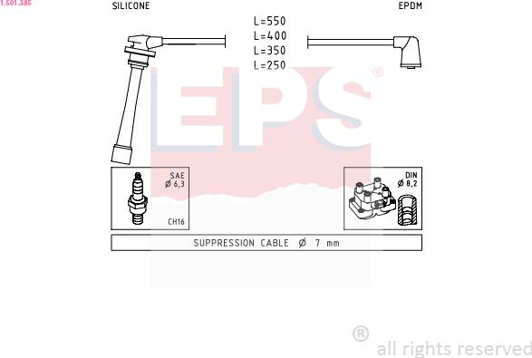 EPS 1.501.385 - Augstsprieguma vadu komplekts www.autospares.lv