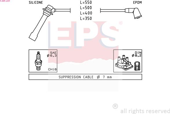 EPS 1.501.231 - Augstsprieguma vadu komplekts www.autospares.lv